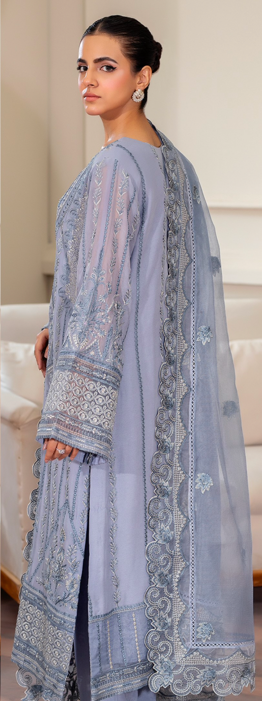 Slate Blue 'Arzo' Chiffon Ladies Suit