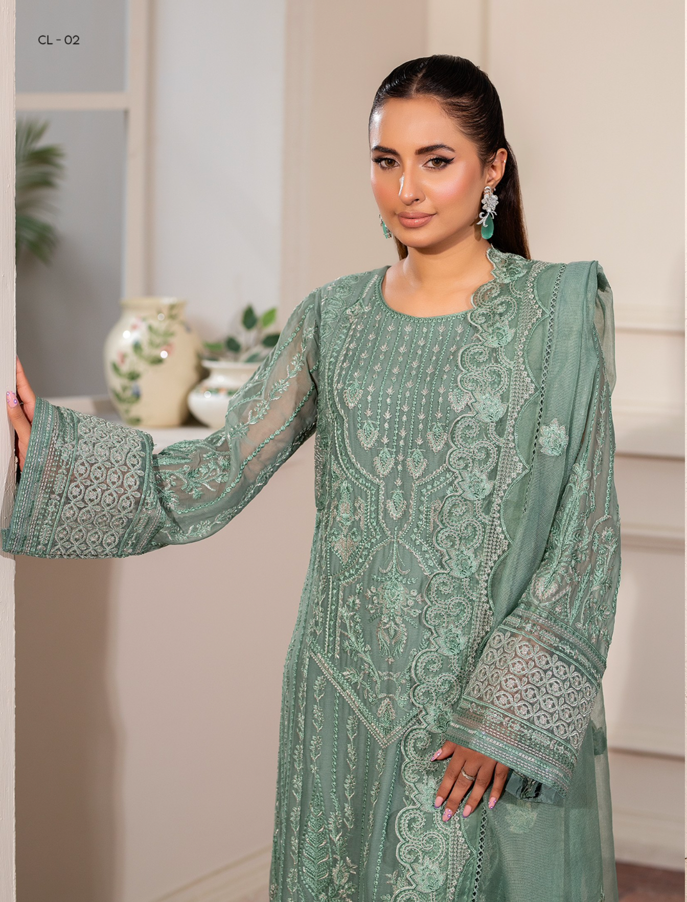 Green 'Arzo' Chiffon Ladies Suit