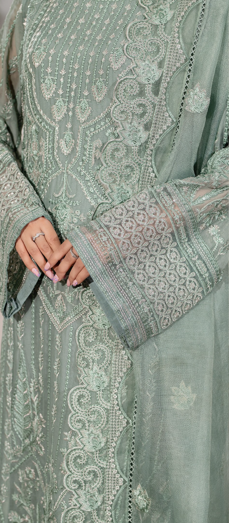 Green 'Arzo' Chiffon Ladies Suit