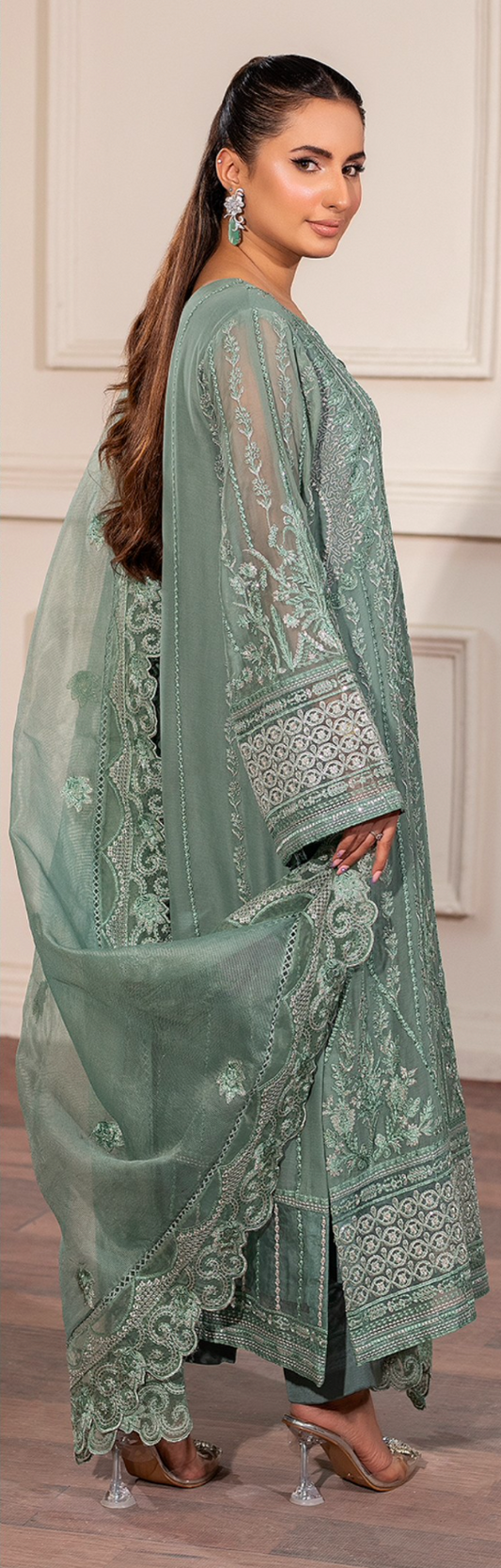 Green 'Arzo' Chiffon Ladies Suit