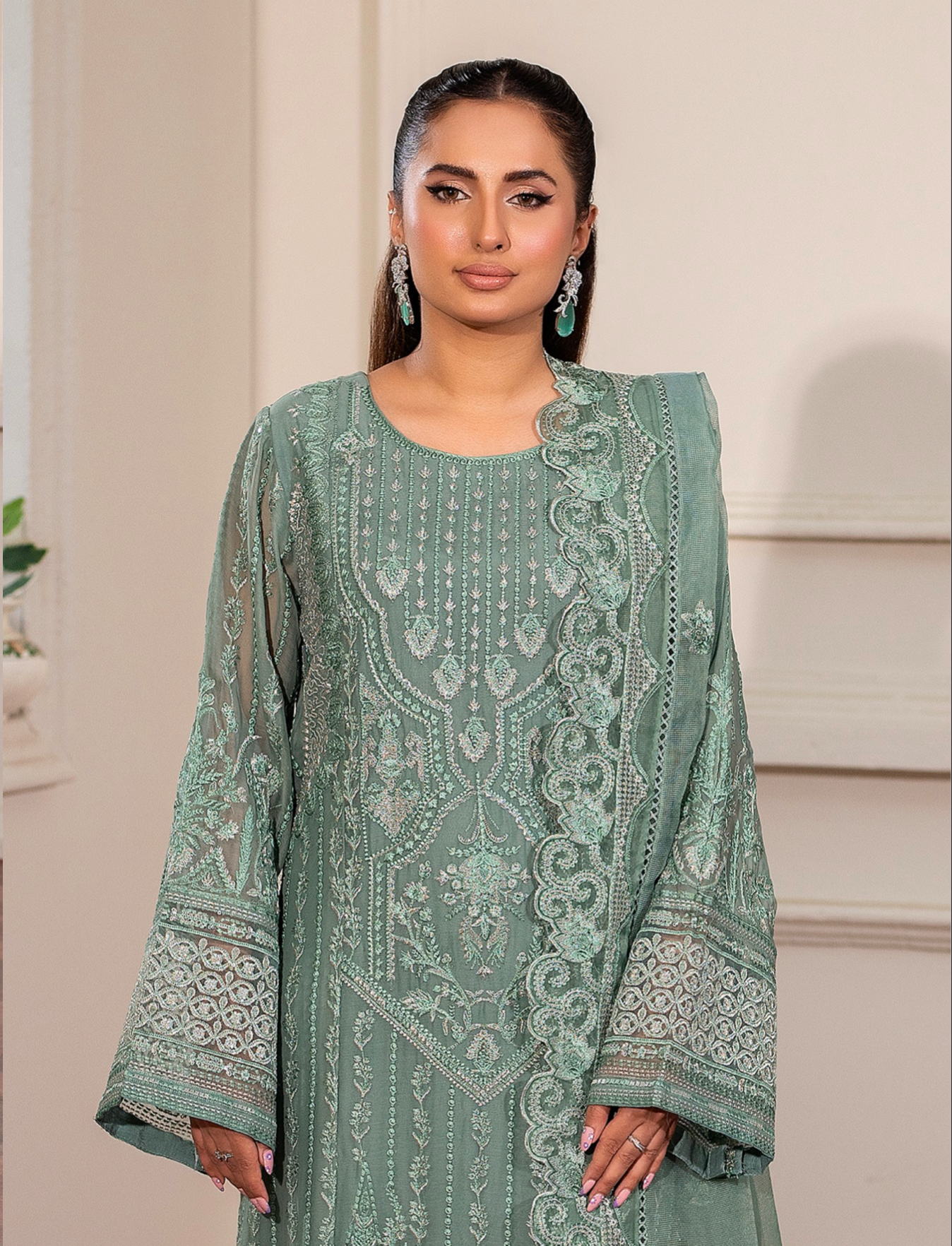 Green 'Arzo' Chiffon Ladies Suit