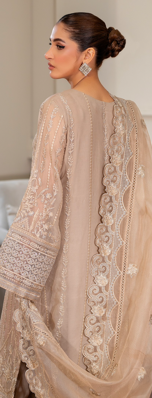 Beige Gold 'Arzo' Chiffon Ladies Suit