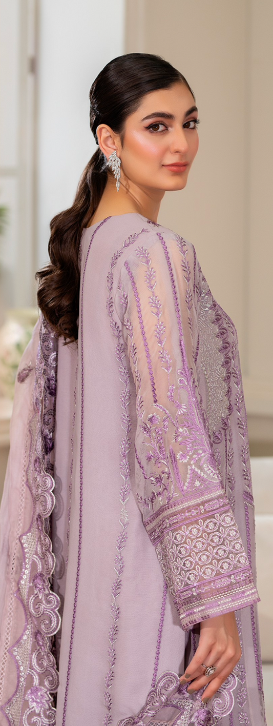 Lilac Purple 'Arzo' Chiffon Ladies Suit