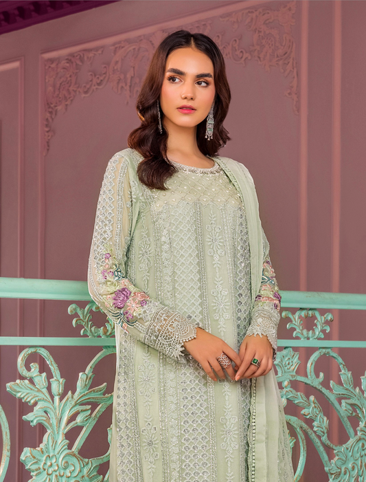 Mint Green 'Ronak-E-Mehal' Chiffon Ladies Suit
