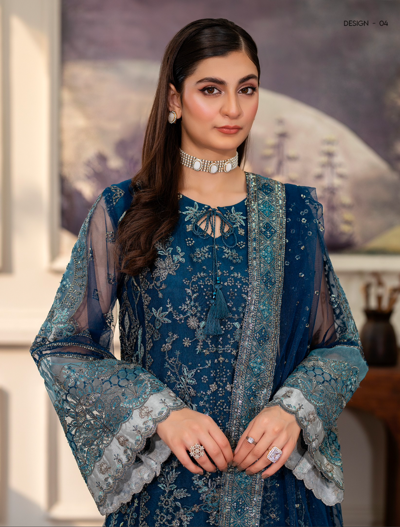 Dark Blue 'Inayat' Net Ladies Suit