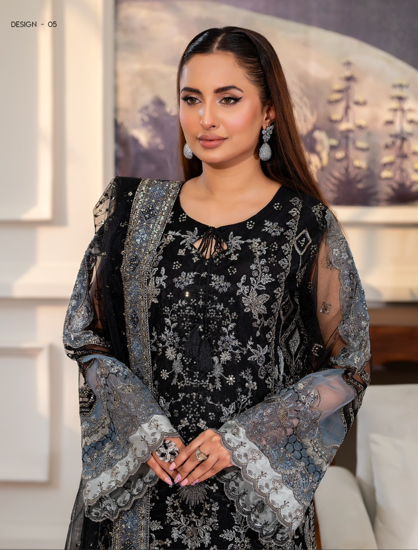 Black 'Inayat' Net Ladies Suit