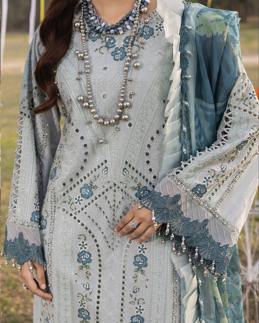 Slate Blue Grey 'Summer Fantasy' Lawn Ladies Suit