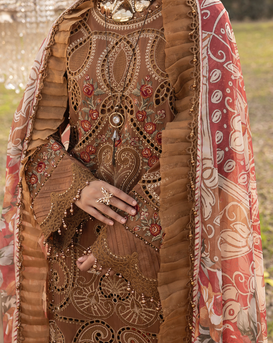 Brown 'Summer Fantasy' Lawn Ladies Suit