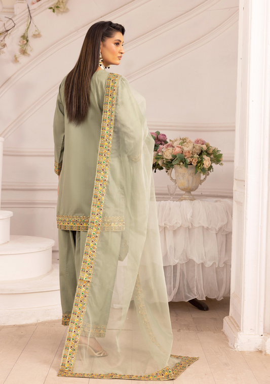 Olive Green 'Rosalie' Viscose Silk Ladies Suit