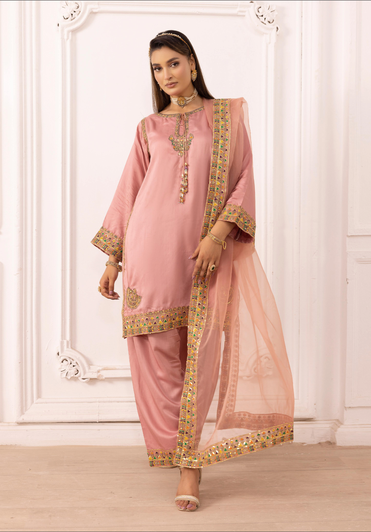 Dusty Pink 'Rosalie' Viscose Silk Ladies Suit