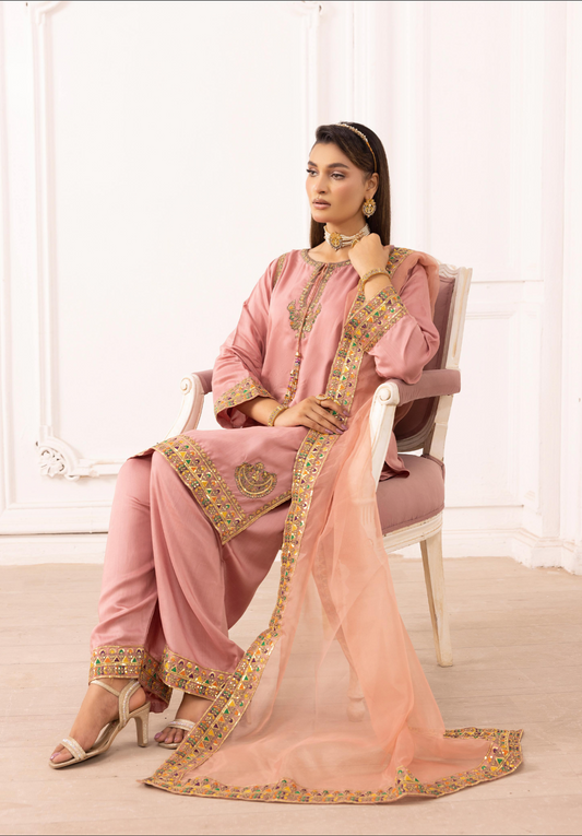 Dusty Pink 'Rosalie' Viscose Silk Ladies Suit