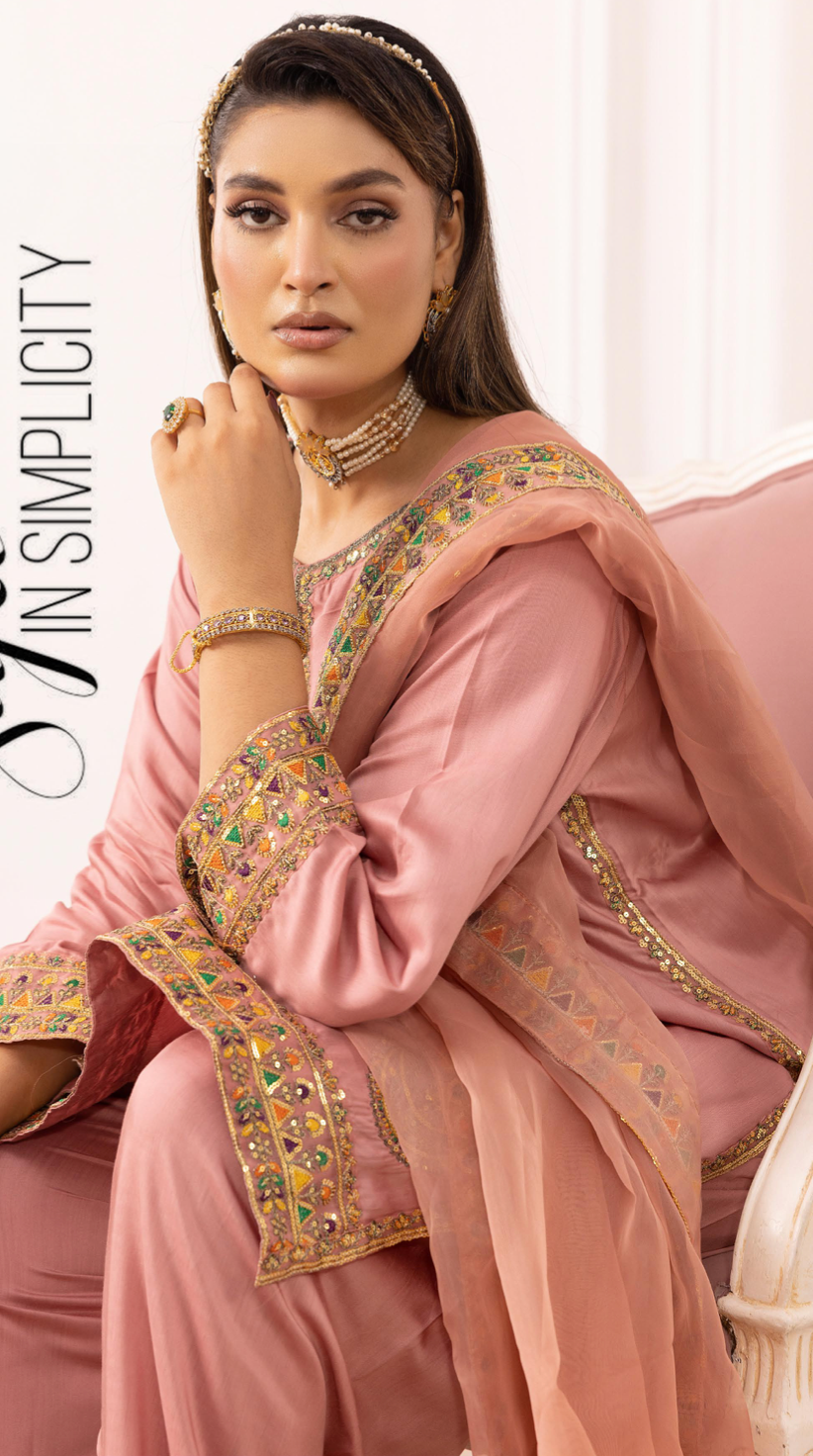 Dusty Pink 'Rosalie' Viscose Silk Ladies Suit
