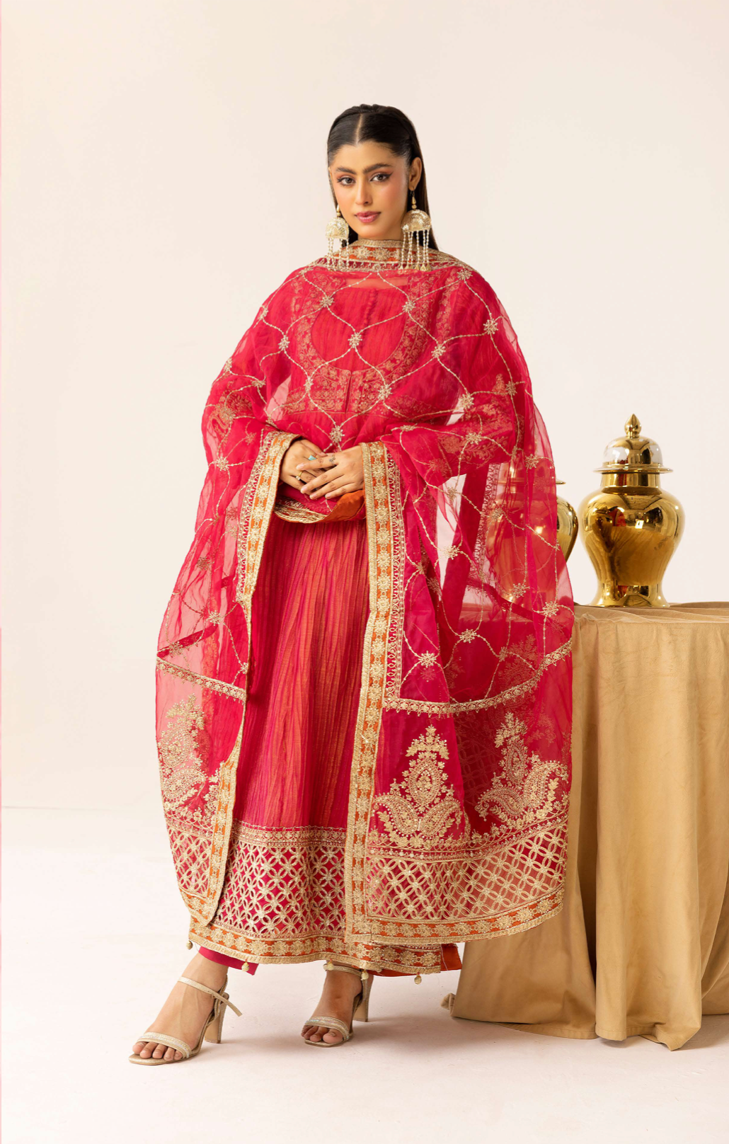 Magenta Pink Crushed Ladies Suit