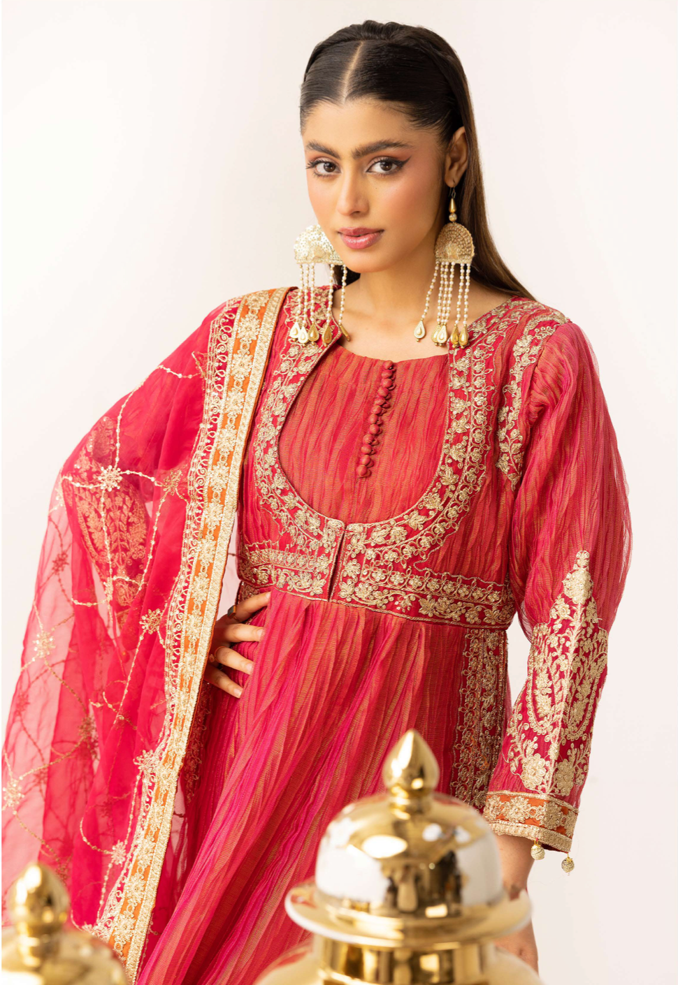 Magenta Pink Crushed Ladies Suit