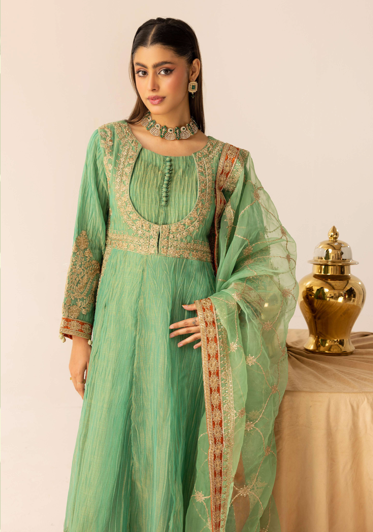 Green Crushed Ladies Suit