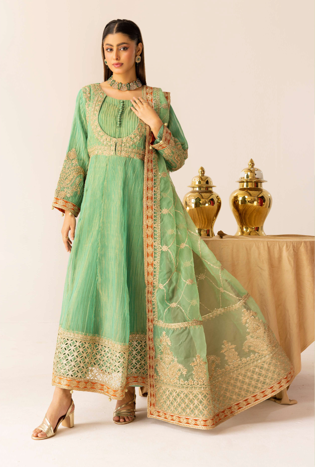 Green Crushed Ladies Suit