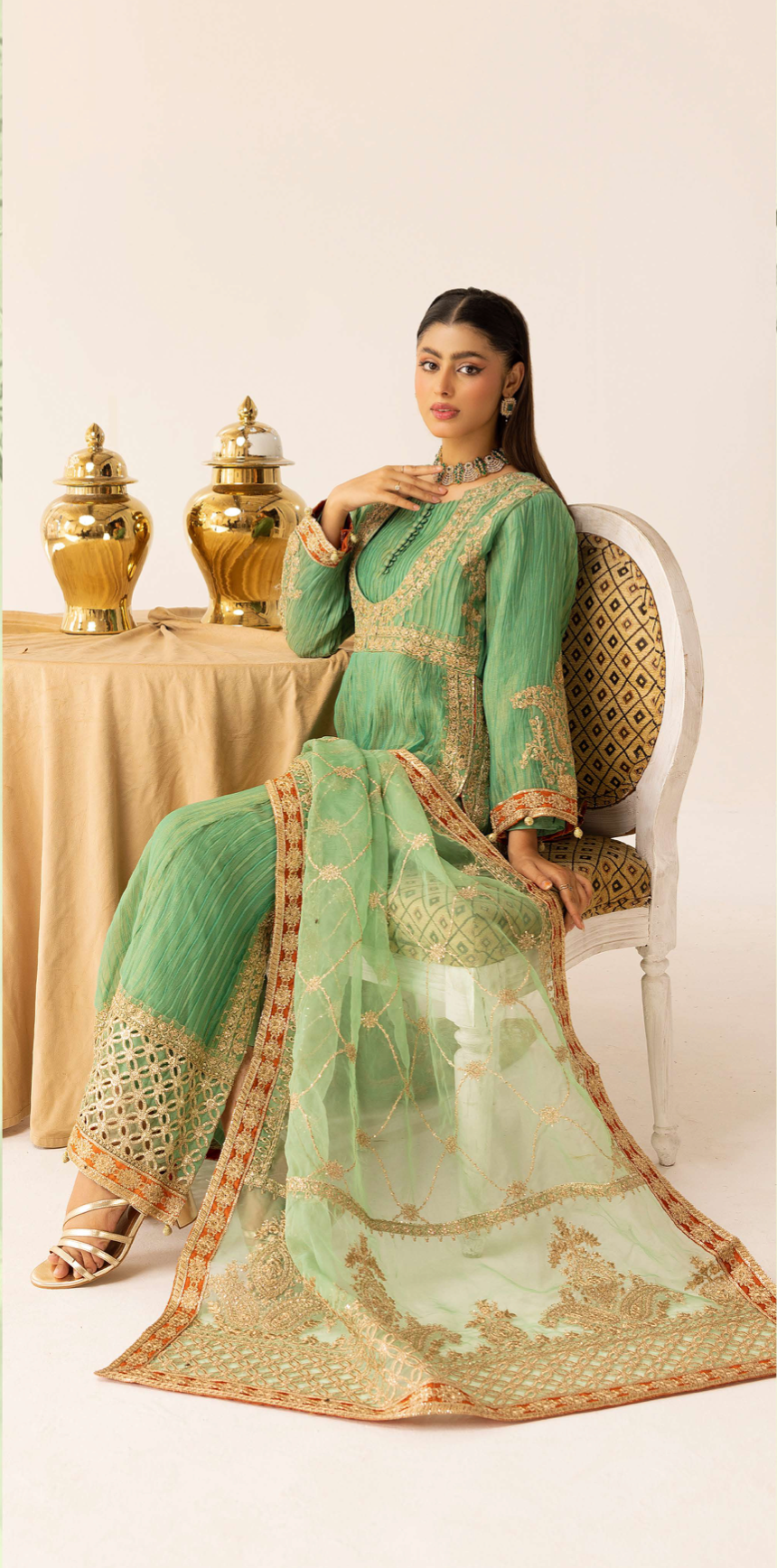 Green Crushed Ladies Suit