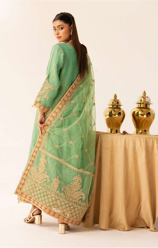 Green Crushed Ladies Suit