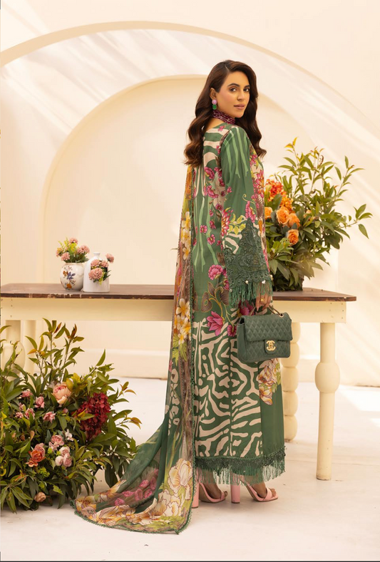 Green 'M Prints' Linen Ladies Suit