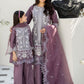Purple and Grey Jacquard Lawn Girls Suit