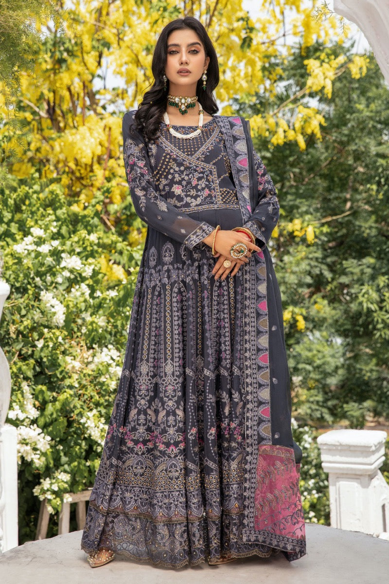 Dark Navy IVANA Luxury Chiffon Ladies Suit