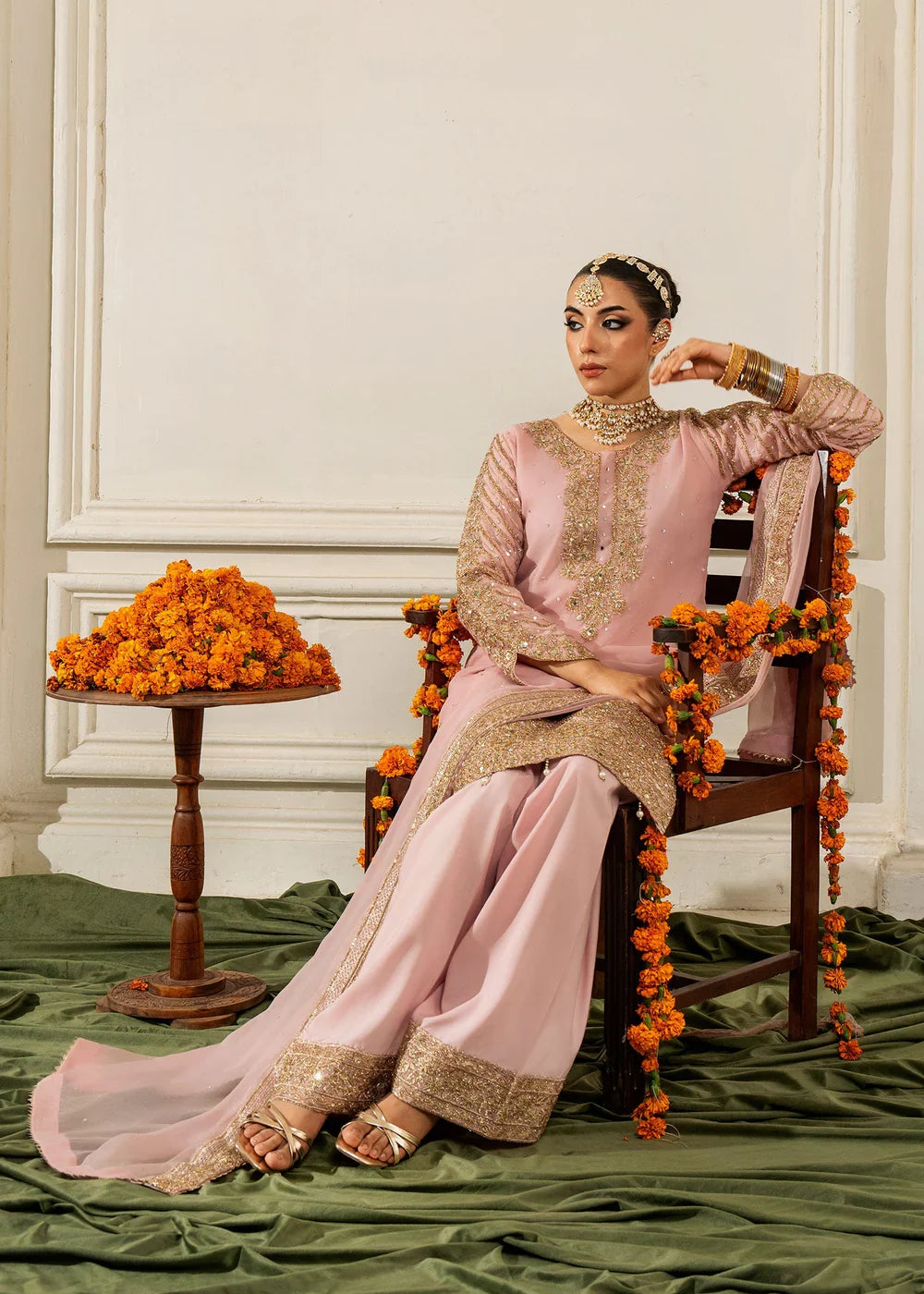 Pink 'Nida Lux' Chiffon Ladies Suit