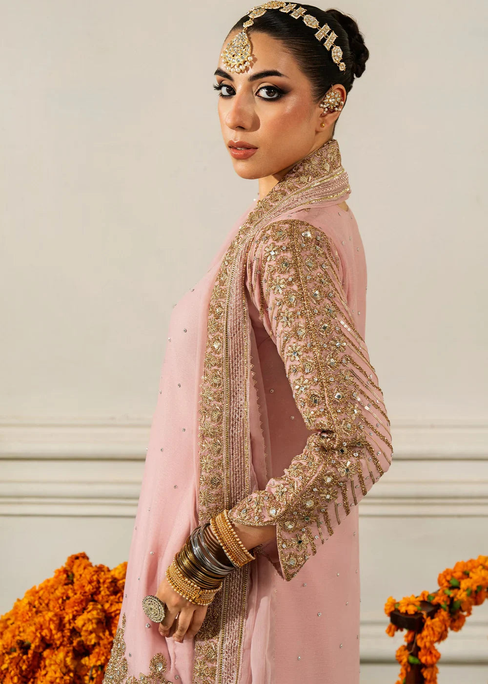 Pink 'Nida Lux' Chiffon Ladies Suit