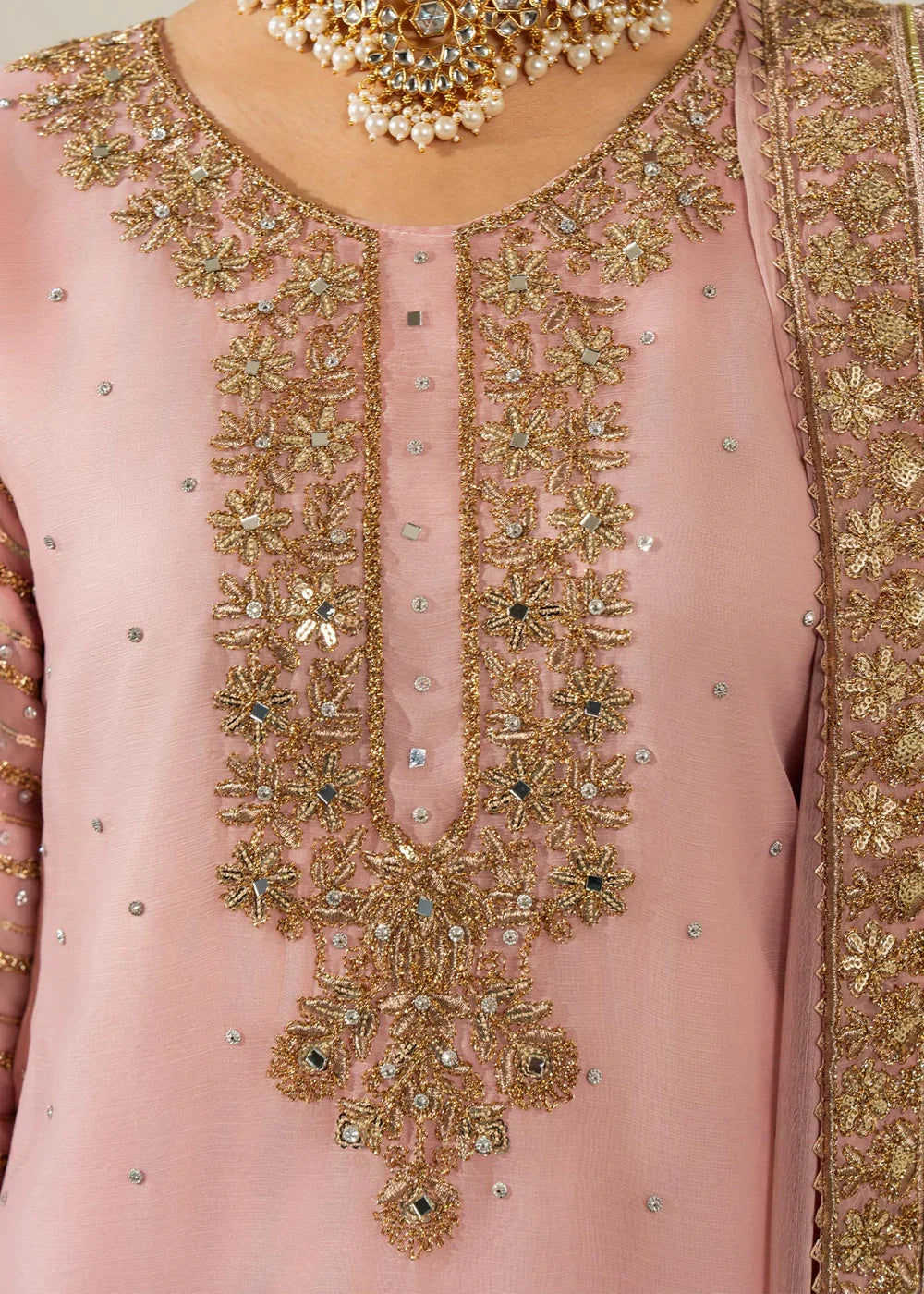 Pink 'Nida Lux' Chiffon Ladies Suit