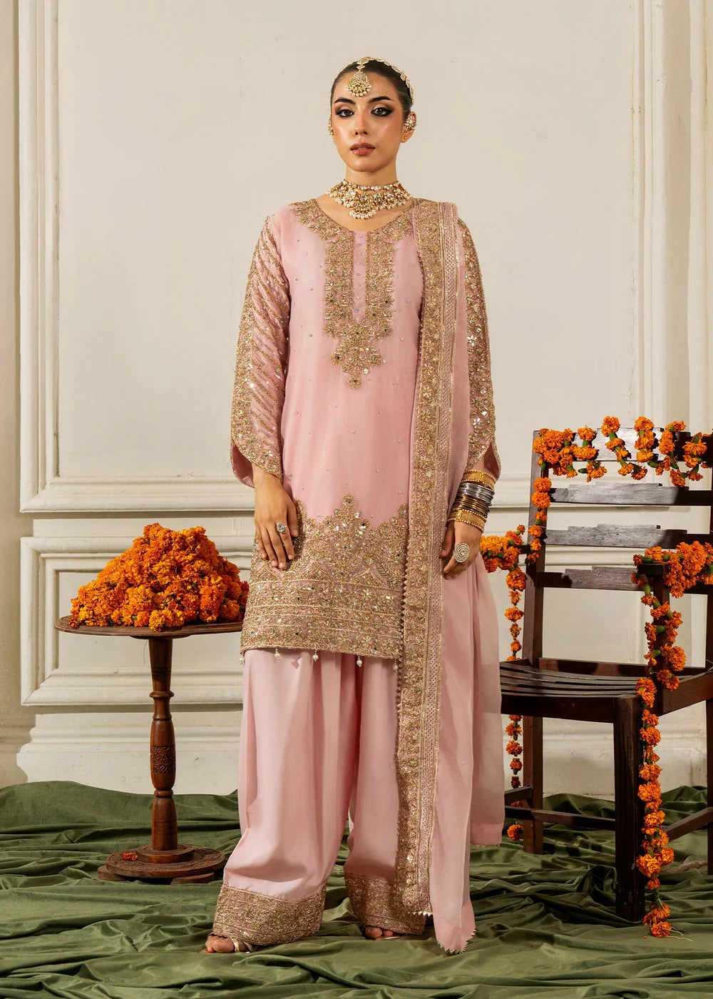 Pink 'Nida Lux' Chiffon Ladies Suit