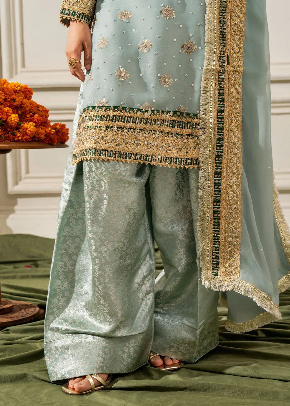 Slate Blue Grey 'Nida Lux' Chiffon Ladies Suit