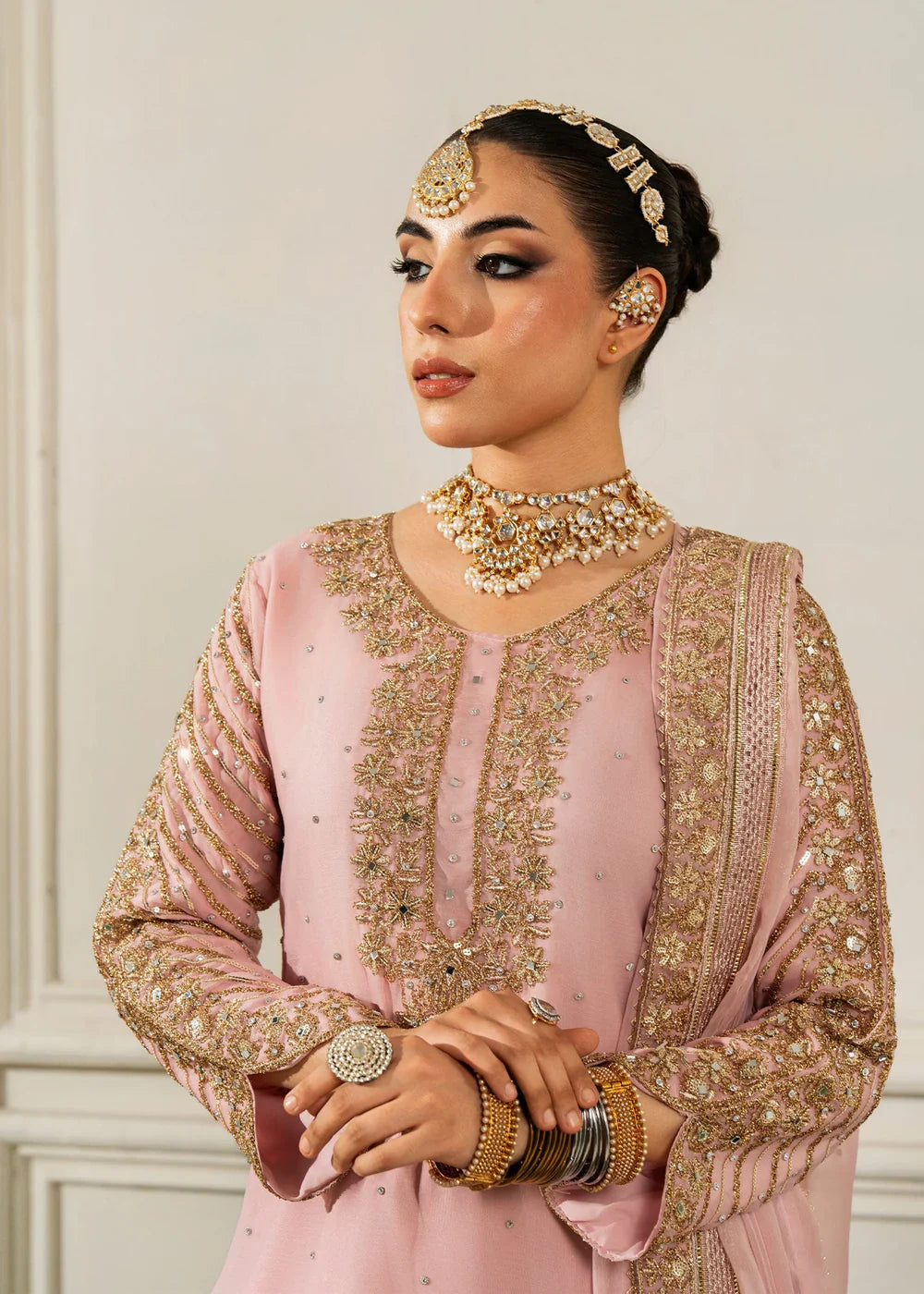 Pink 'Nida Lux' Chiffon Ladies Suit