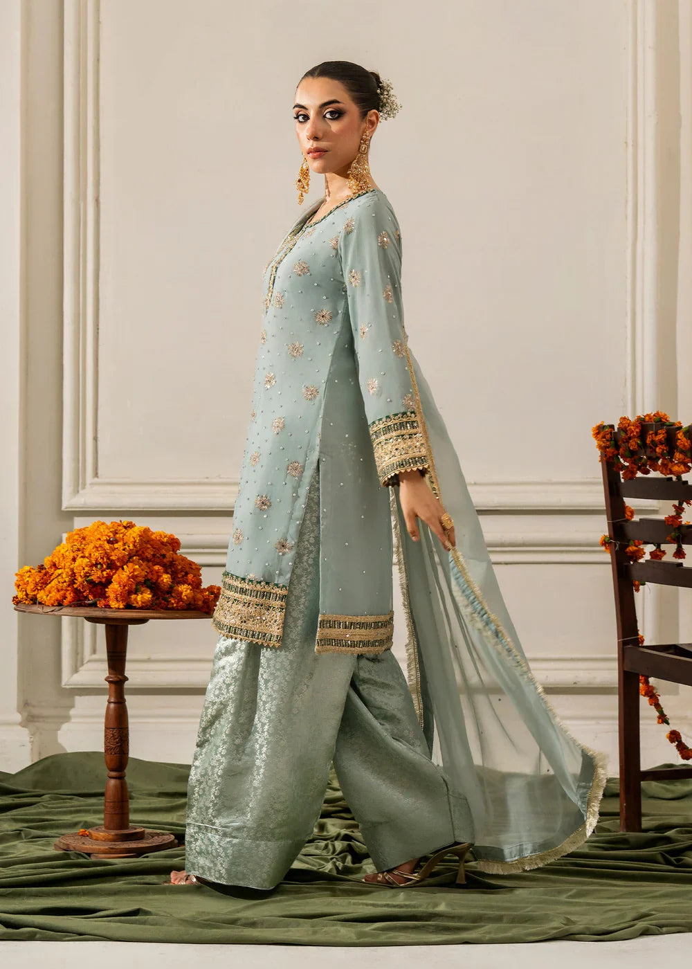 Slate Blue Grey 'Nida Lux' Chiffon Ladies Suit