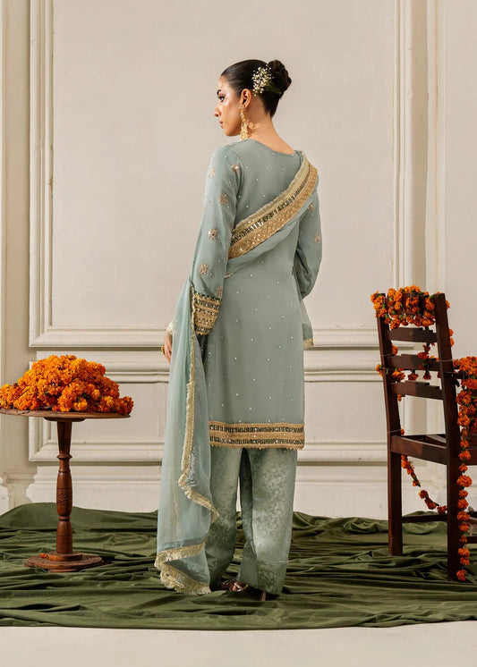 Slate Blue Grey 'Nida Lux' Chiffon Ladies Suit