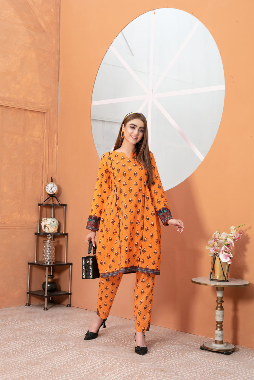 Orange Zaina by Tawakkal Fabrics Lawn Ladies Suit