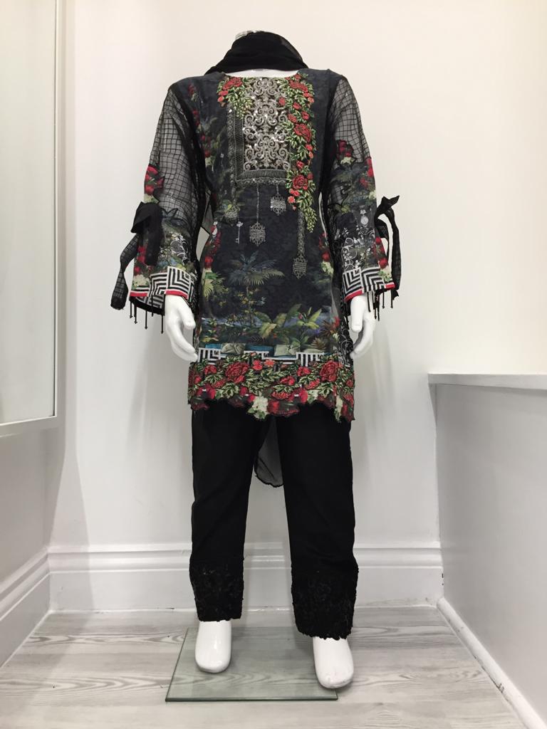 Black and Grey Pret Lawn Girls Suit
