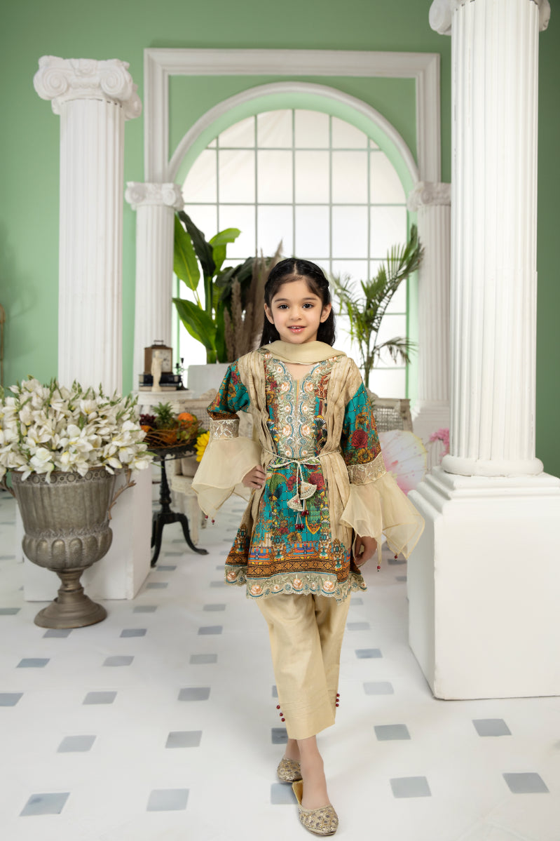 Light Gold Ally's 'Sohaye' Lawn Girls Suit