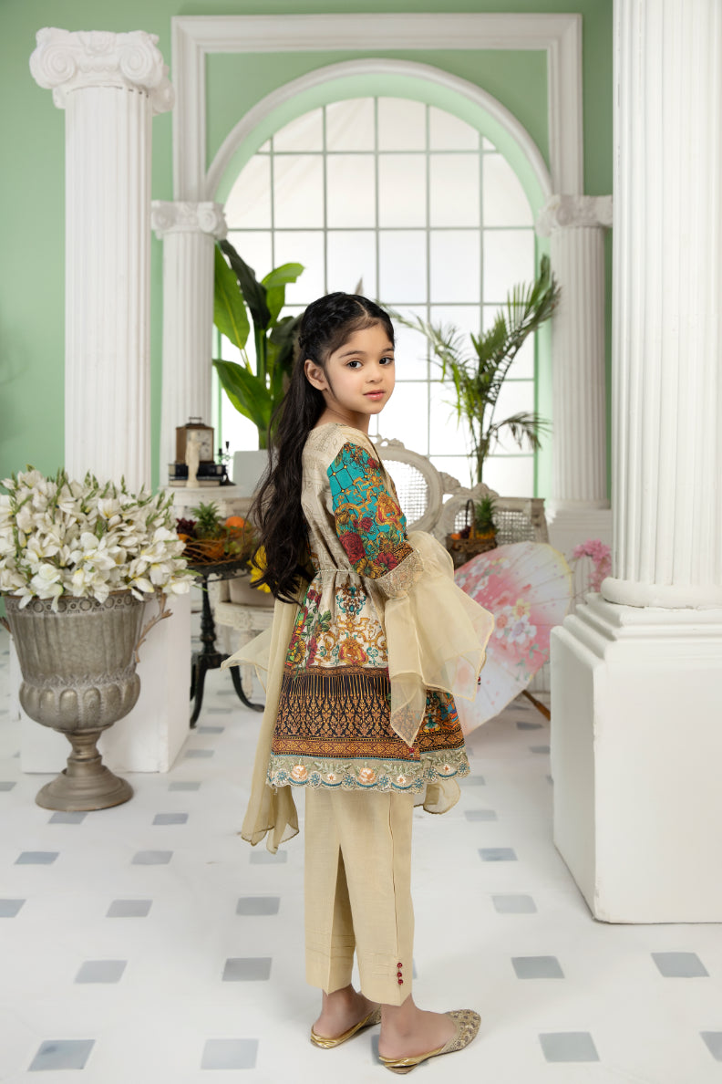 Light Gold Ally's 'Sohaye' Lawn Girls Suit