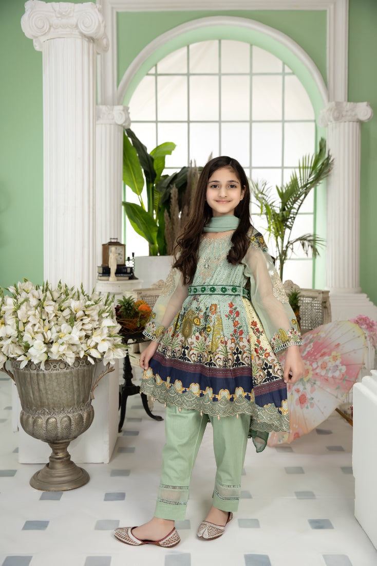 Mint Green Ally's 'Sohaye' Lawn Girls Suit