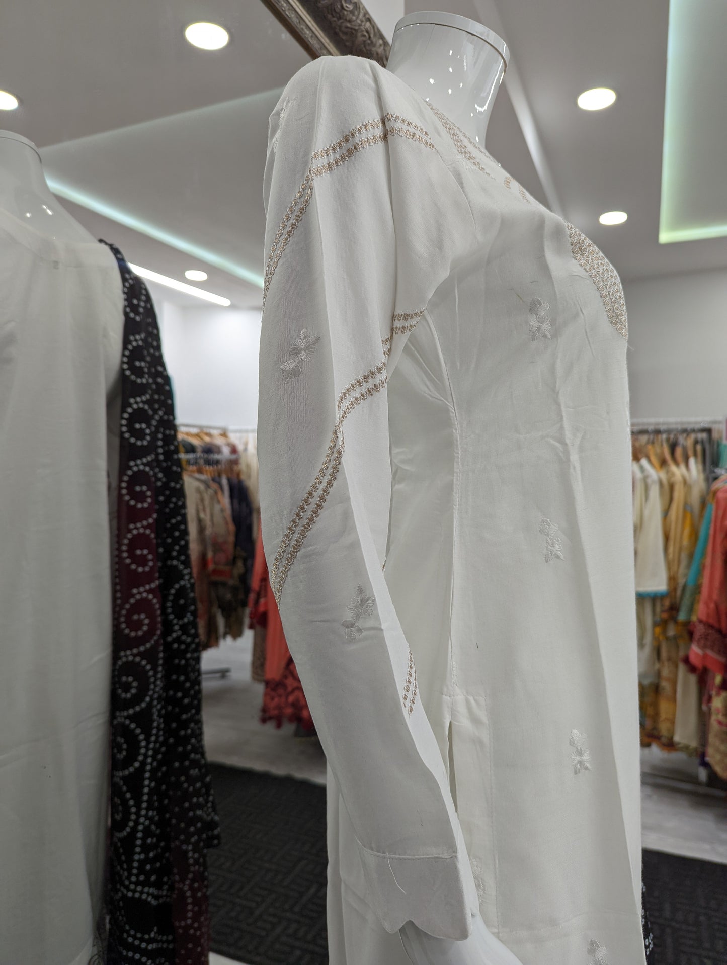 White Gharara Linen Ladies Suit