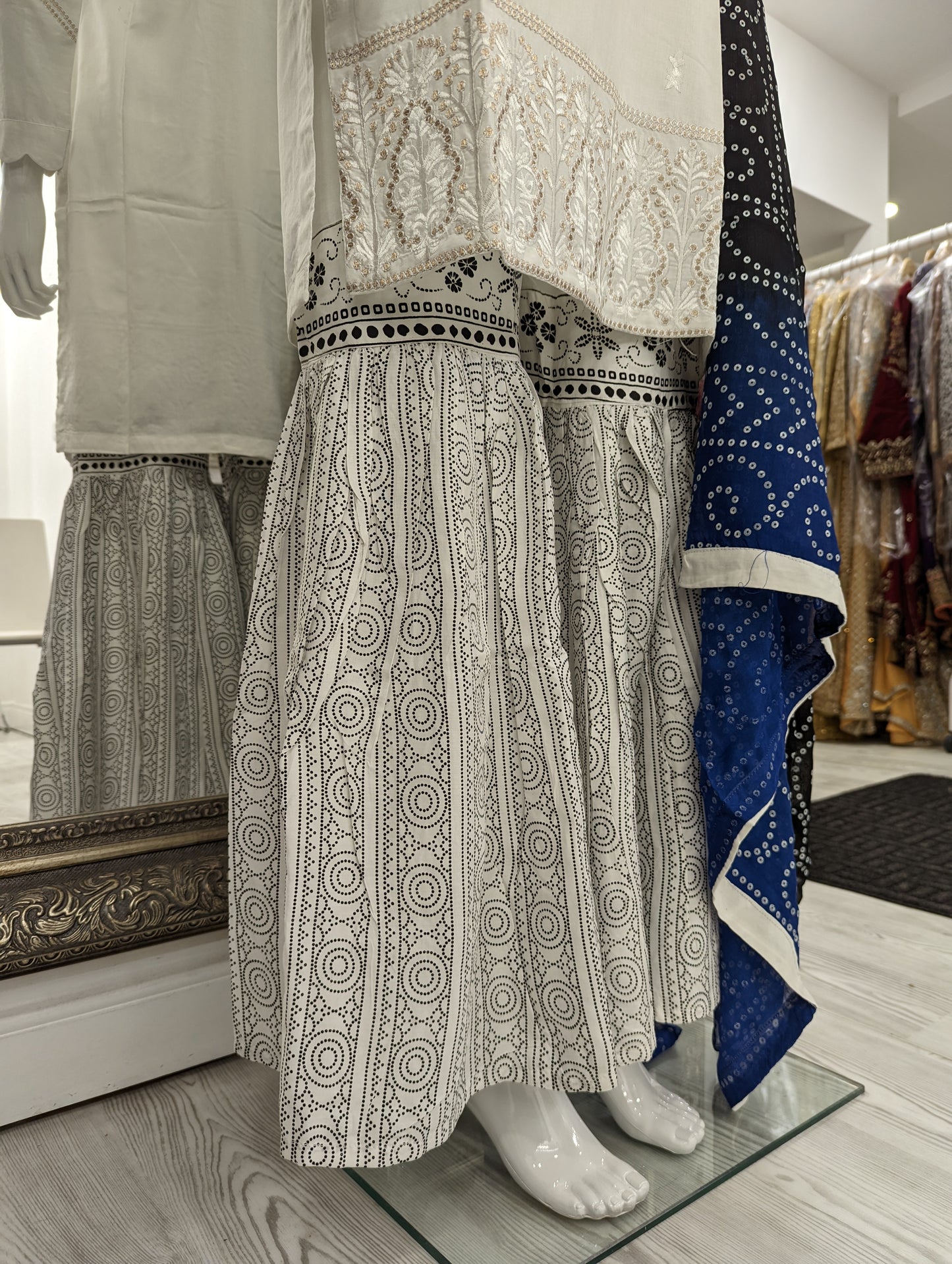 White Gharara Linen Ladies Suit