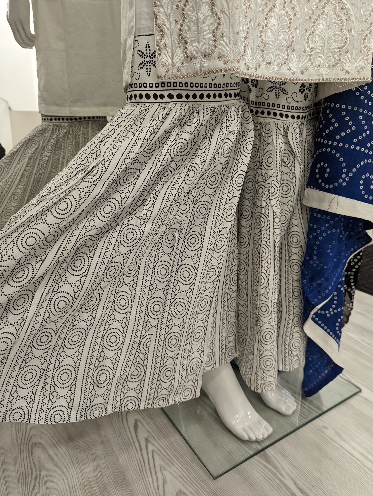 White Gharara Linen Ladies Suit