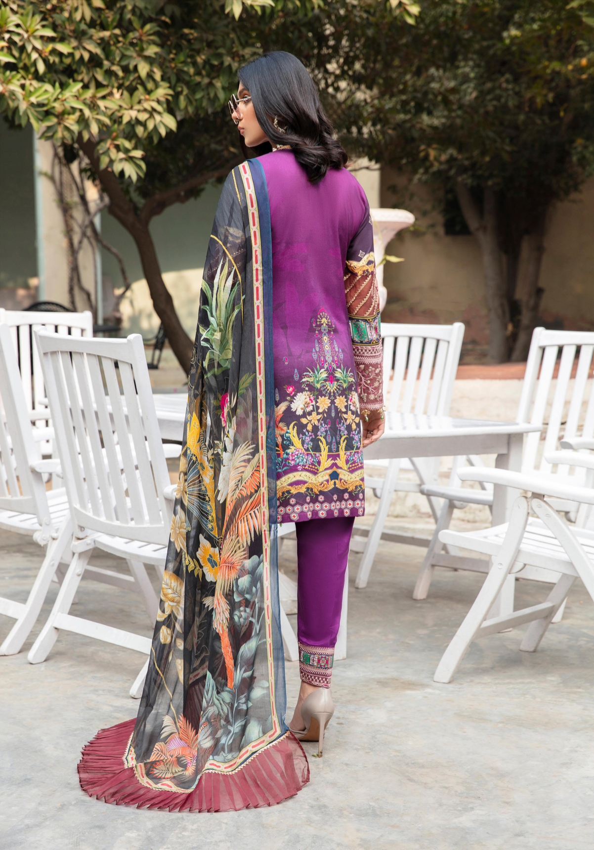 Purple Fanaah Linen Ladies Suit