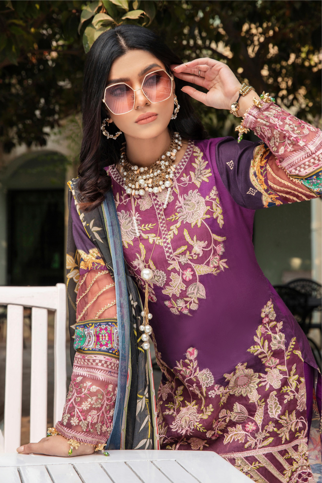 Purple Fanaah Linen Ladies Suit