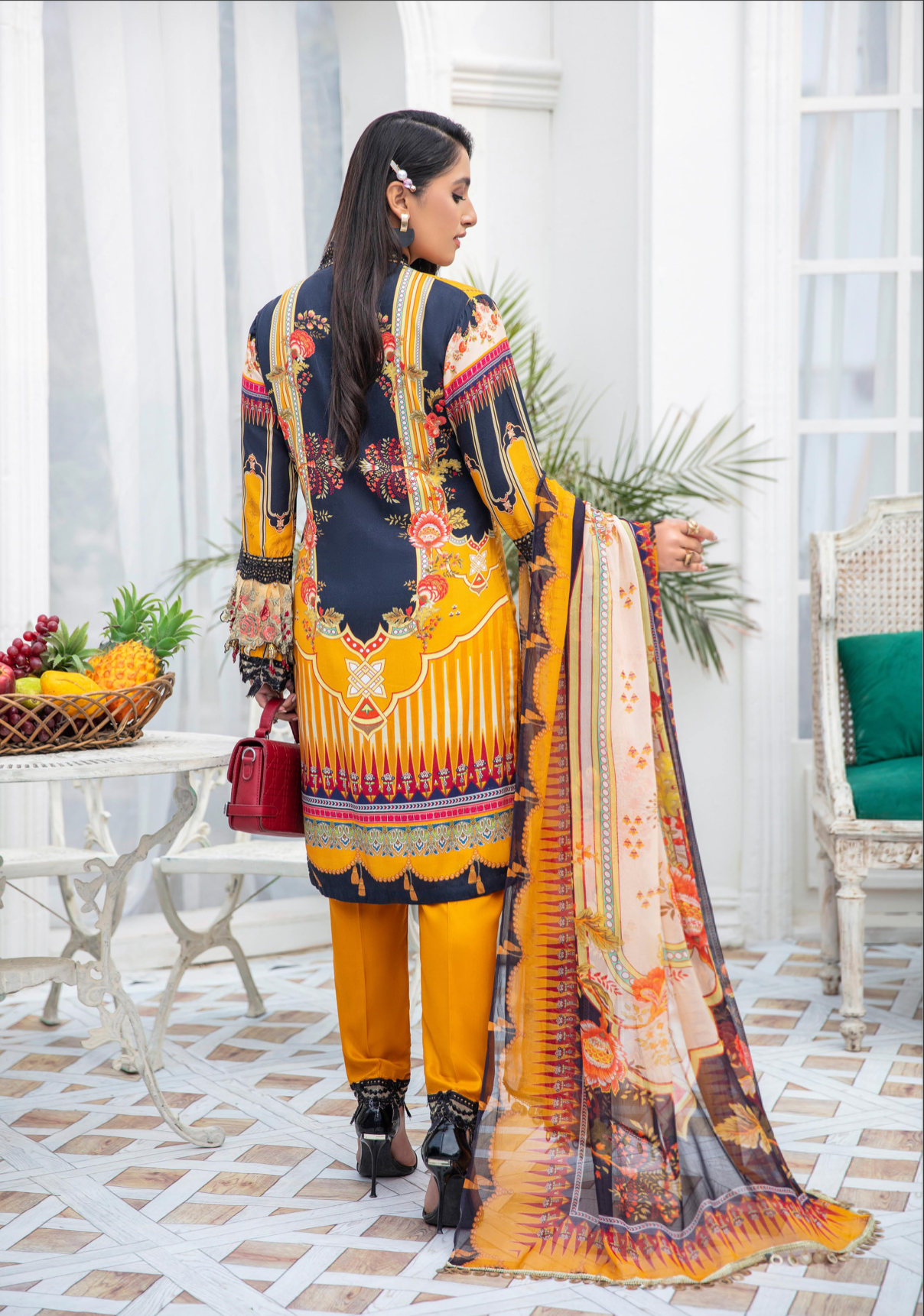 Mustard Yellow Fanaah Linen Ladies Suit