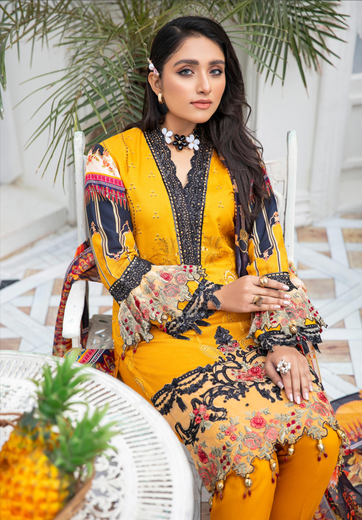 Mustard Yellow Fanaah Linen Ladies Suit