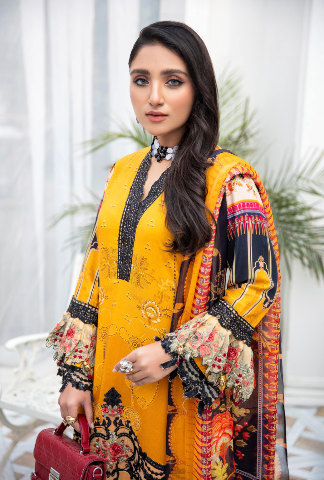 Mustard Yellow Fanaah Linen Ladies Suit