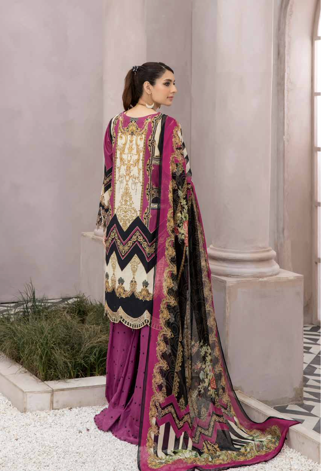 Purple Gharara Festive Lawn Ladies Suit