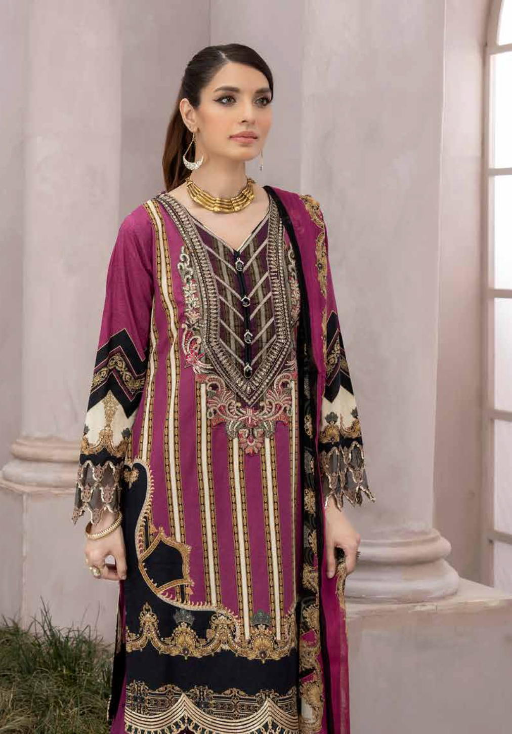 Purple Gharara Festive Lawn Ladies Suit