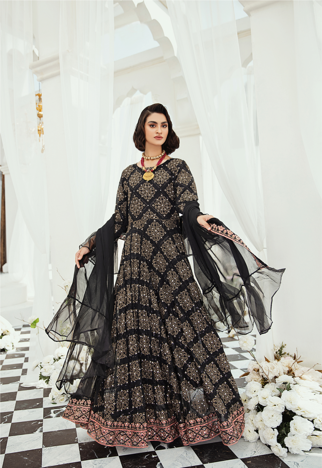 Black IVANA Luxury Chiffon Ladies Suit