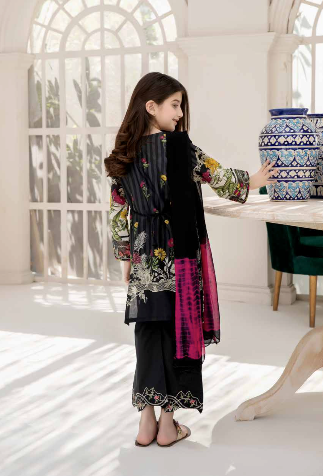 Black Ally's Festive Lawn Girls Suit